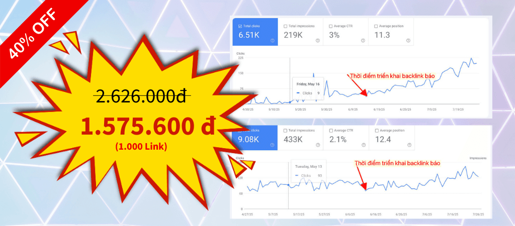 Bảng giá backlink báo cập nhật mới T8/2025
